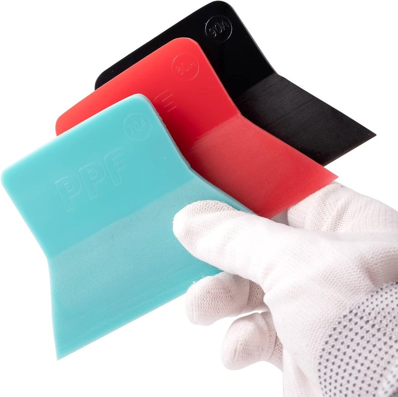 FOSHIO PPF Squeegee Vinyl Wrap Tool, 3 In 1 Different Hardness Anti-Scratch Rubber Scraper Soft TPU Mini Squeegee Window Tint Tool for Paint Protection Film, Squeegee for Window Cleaning - Image 5